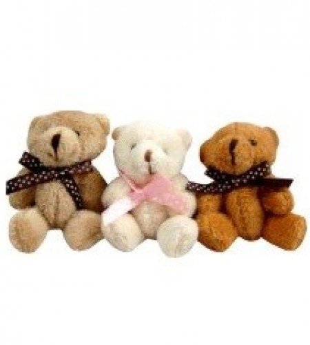 pelúcia 52005 - Chaveiro urso articulado laço bolinha 3por10 8cm
